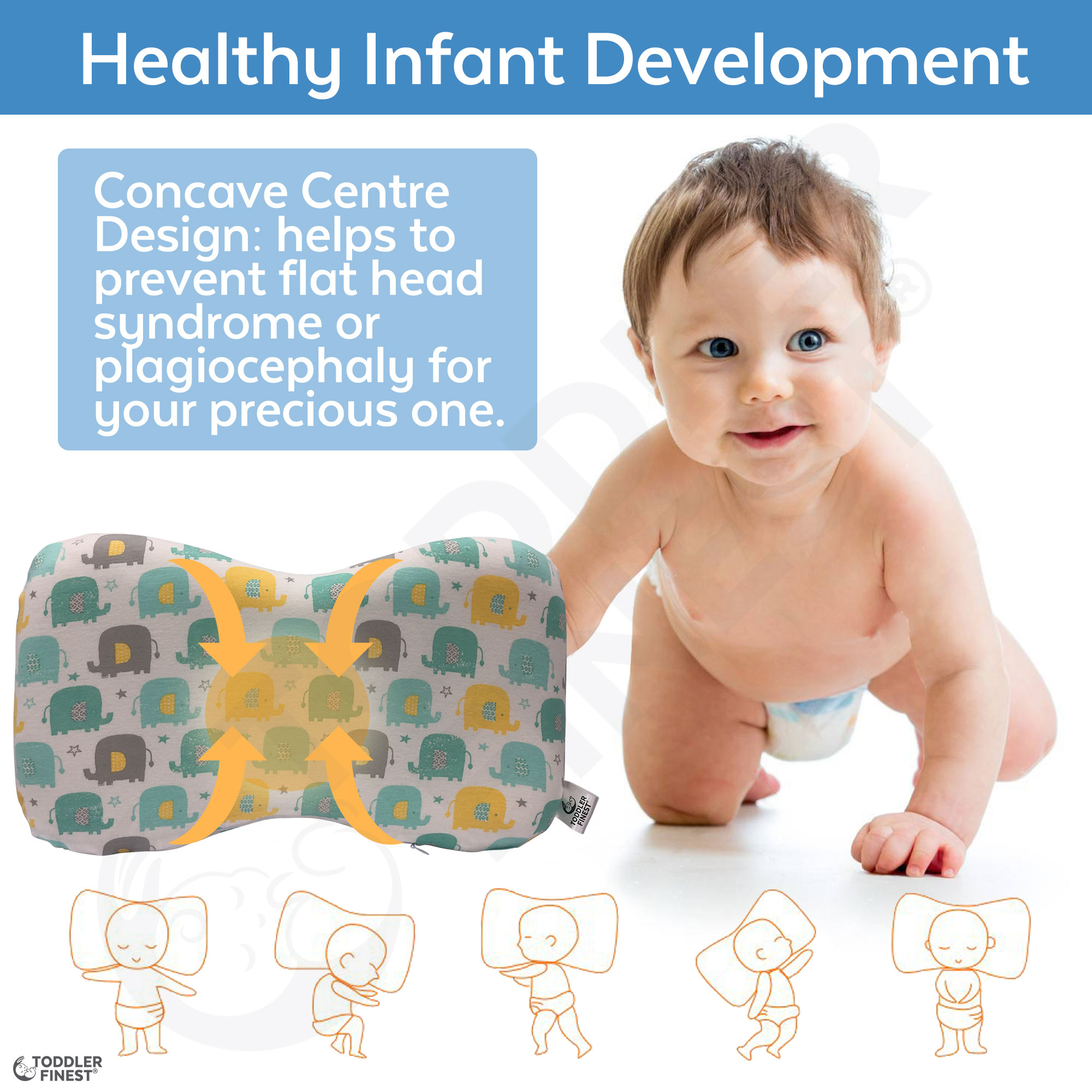 ️Get 20 Off ️Baby Head Shaping Pillow Memory Foam with Washable Cover